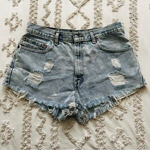 Distressed Levi’s Denim Shorts